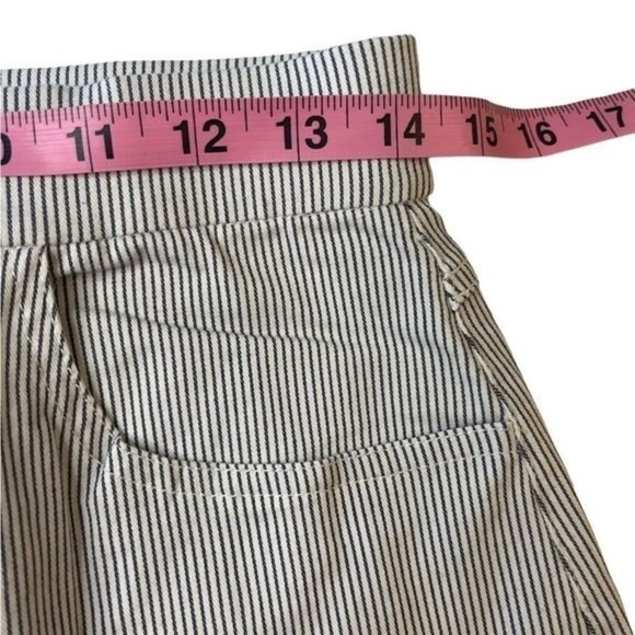 Free People Florence Crop Flare Railroad Stripe Pants Blue White Size Medium - Picture 14 of 14